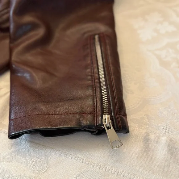 Azalea Wang Aurelia Faux Leather Moto Jacket XL Burgundy Faux Fur Collar NWT - Picture 14 of 16